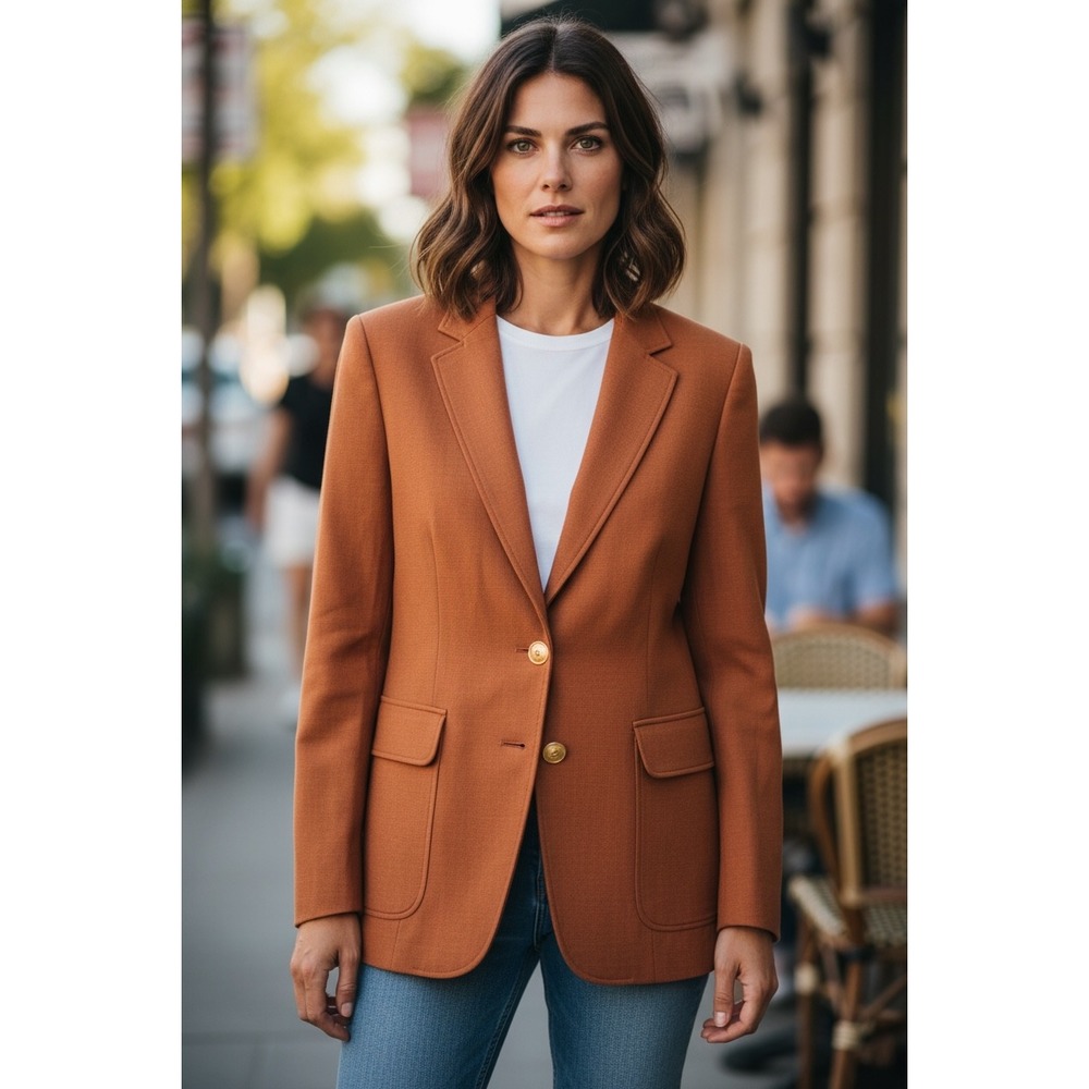 Rag & Bone New York Cody Blazer Wool Blend Gold Buttons Light Brown Size 4
